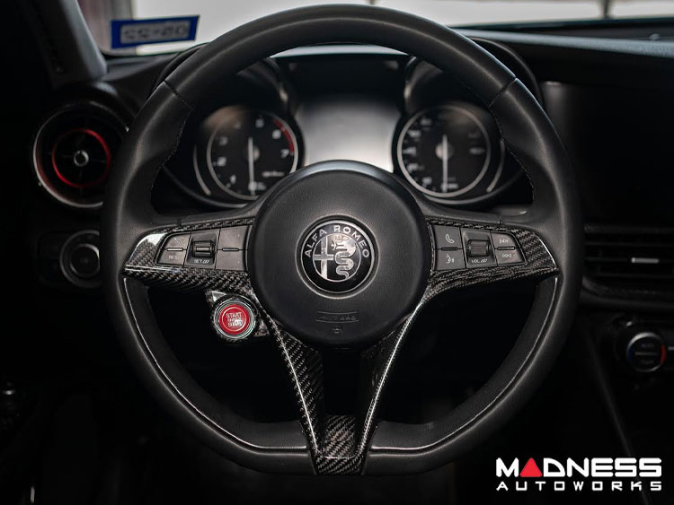Alfa Romeo Giulia Steering Wheel Trim  - Carbon Fiber - Main Center Trim Piece - Pre '20 Models